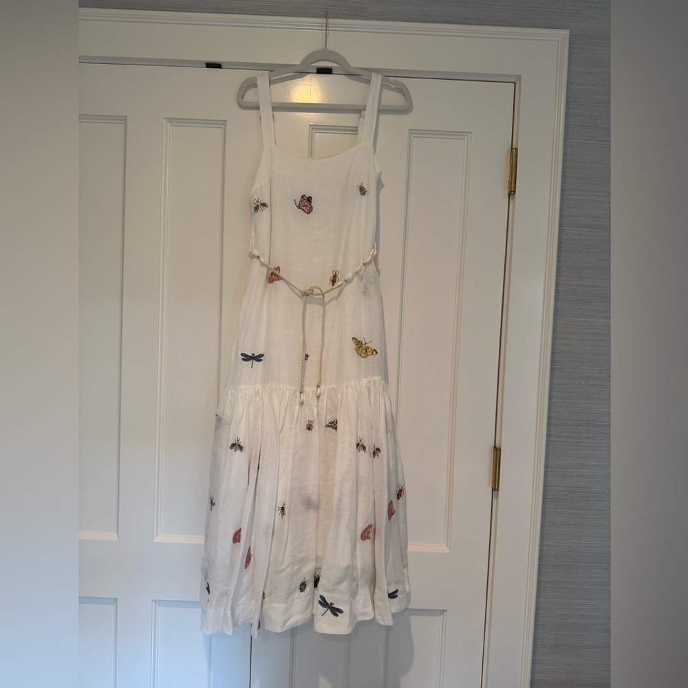 Zimmermann Jeannie Embroidered Linen Midi-Dress Size 0 - Picture 2 of 10